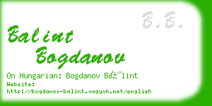 balint bogdanov business card